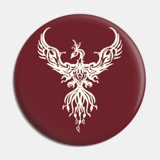 Phoenix Fantasy Fire Bird Tribal Style Art White Pin