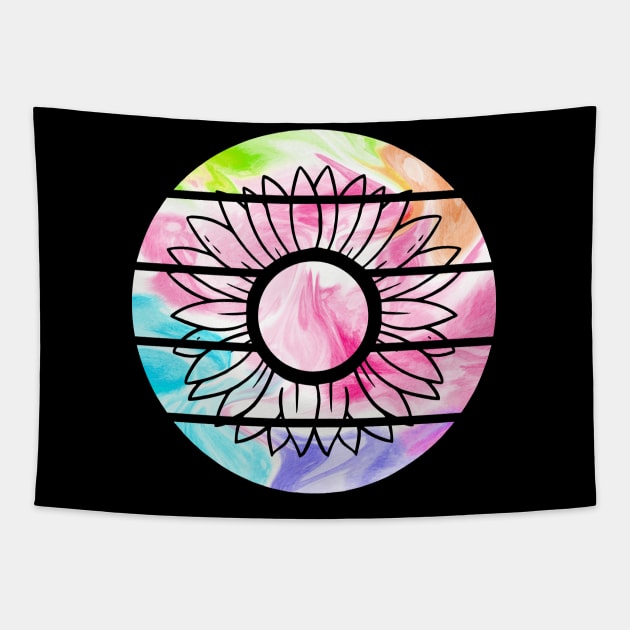 Sunflower Tie Dye Tapestry by Sunil Belidon