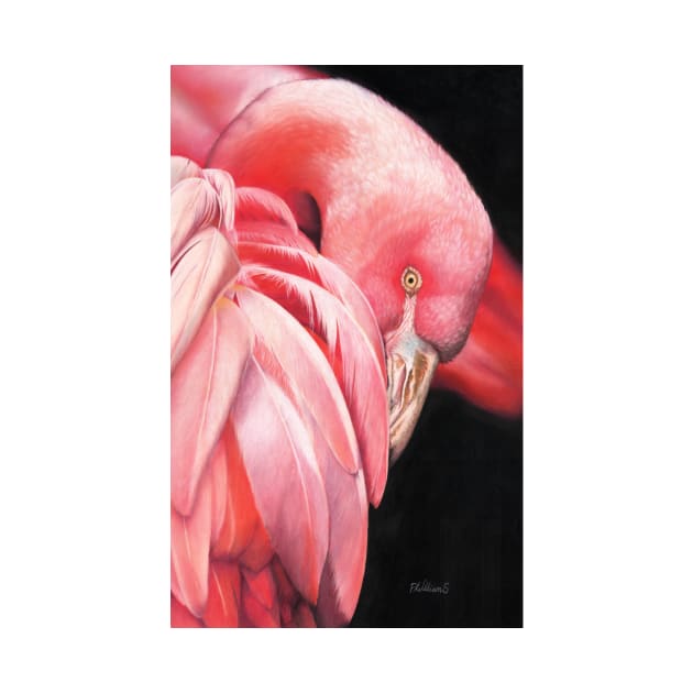 Pretty Flamingo realistic colourful pastel painting by Mightyfineart