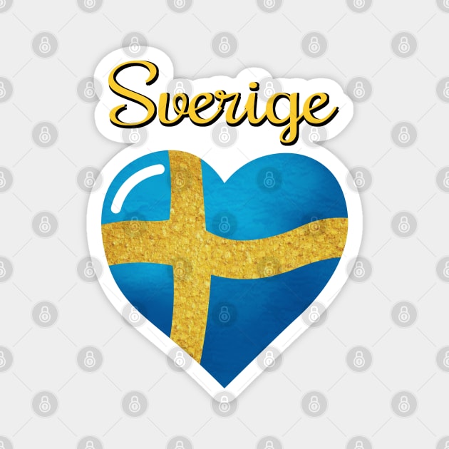 Sveriges flagga, the flag of sweden in a shape of heart Magnet by Purrfect