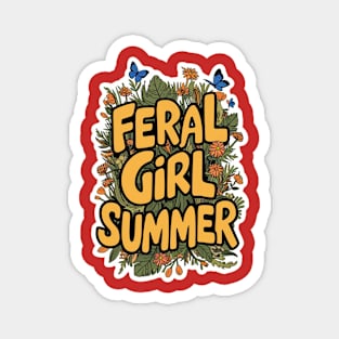 Feral Girl Summer Wild Flower Design Magnet