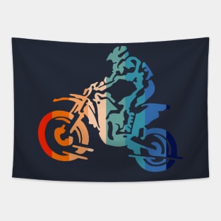 70s Retro Colored Silhouette MotoCross Dirt Bike Biker Gift Tapestry