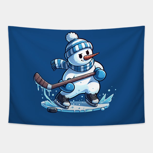 Snowman - Ice Hockey Tapestry by SergioCoelho_Arts