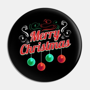 Christmas Tree Balls Logo Merry Christmas Pin