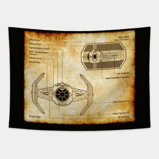Imperial Commander Fighter Parchment Blueprint Tapestry