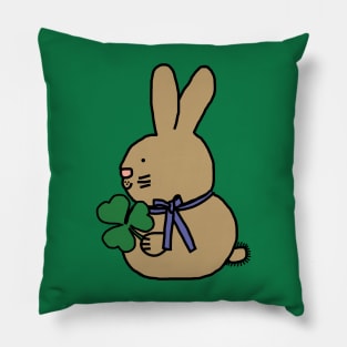 Saint Patricks Day Bunny Rabbit with Shamrock Pillow