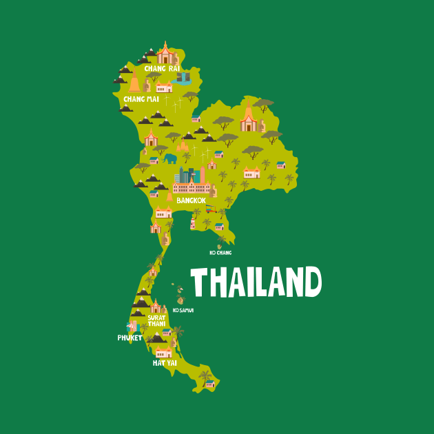 Thailand Illustrated Map by JunkyDotCom