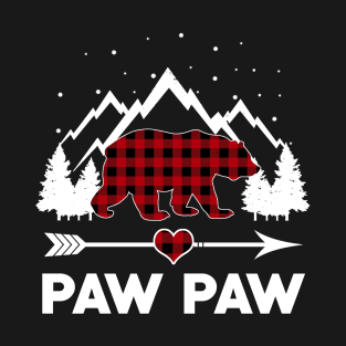 Paw Paw Bear Buffalo Plaid Matching Family Christmas Pajama T-Shirt