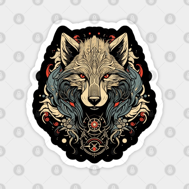 Tribal Wolf Portrait Magnet by DanielLiamGill