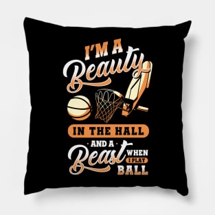 Beauty In The Hall And A Beast When Play Basketball Pillow