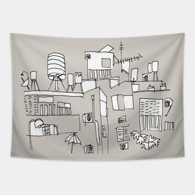 Israel, Tel Aviv Architecture Tapestry by badlydrawnbabe