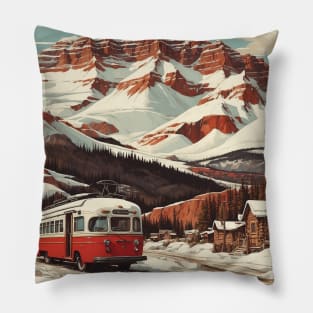 Alberta Canada Vintage Poster Tourism Pillow