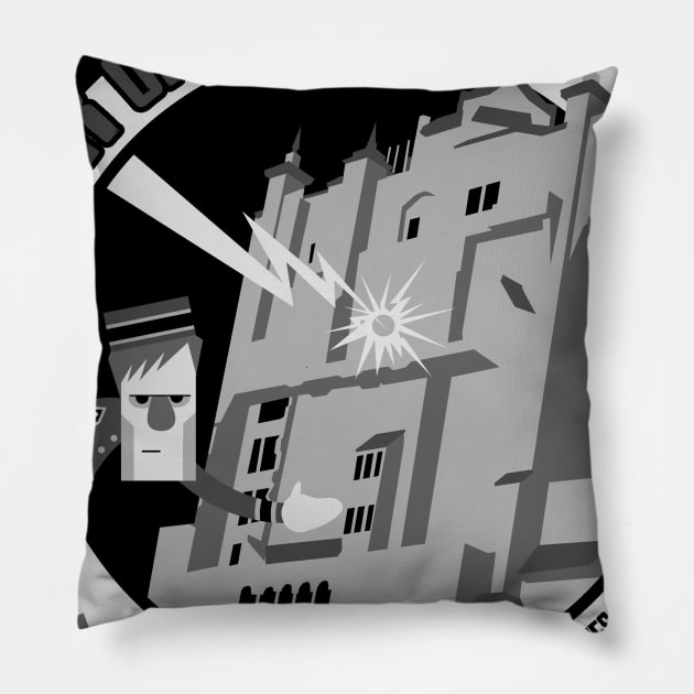 Tower of Terror - black and white Pillow by brodiehbrockie