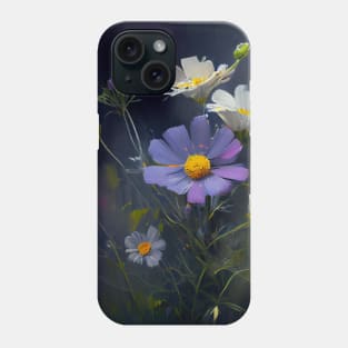 Vintage watercolor painting of purple and white wildflowers Phone Case