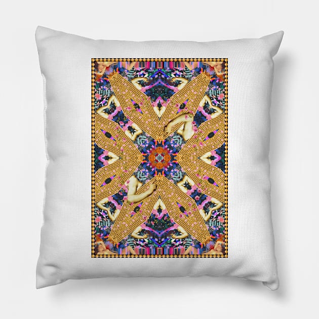 Gold chains kaleidoscopic renaissance Pillow by mikath