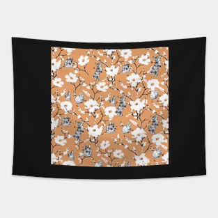 The Little Easter Bunny Flop Orange Background Tapestry