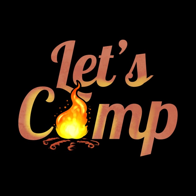 Logo Let's Camp On Camp Fire On Camping by SinBle