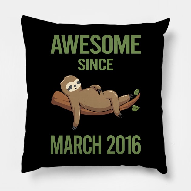 Chilling Sloth - March 2016 Pillow by tyeshawalthous