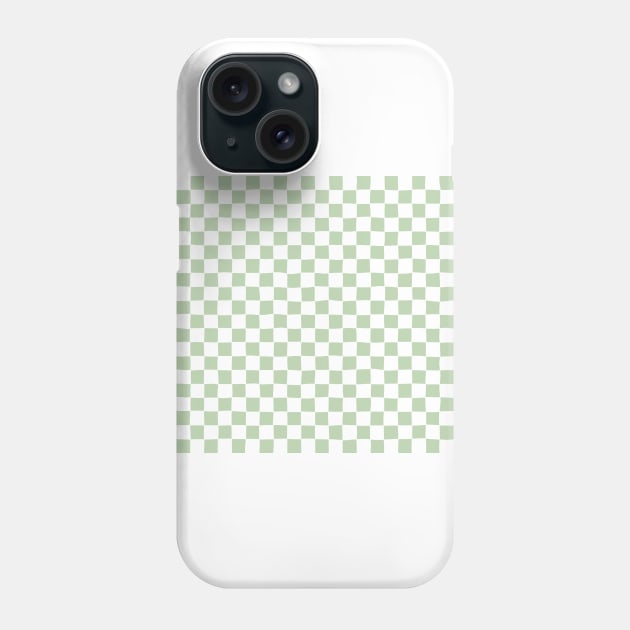 Wonky Checkerboard, White and Green Phone Case by Niemand