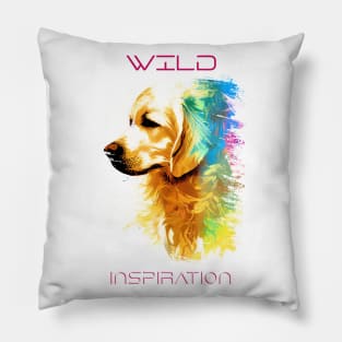 Golden Retriever Dog Wild Nature Animal Colors Art Painting Pillow