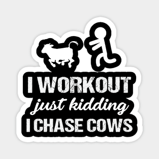 I Workout Just Kidding I Chase Cows Magnet