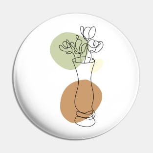 Flower Bouquet Shape Minimalist Line Art Drawing Pin