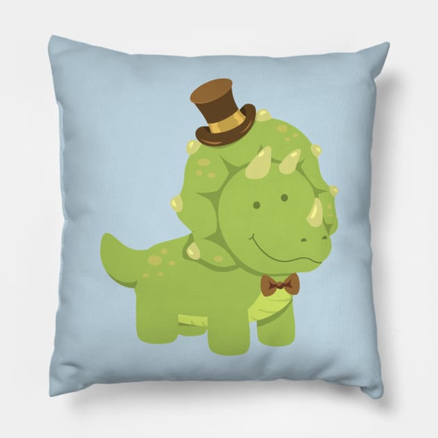 TriceraTOP-HAT Pillow by AnishaCreations