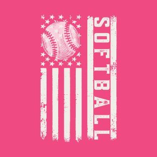 Softball American Flag T-Shirt