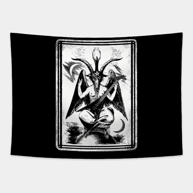 Baphomet arrow guitar black Tapestry by Karloz