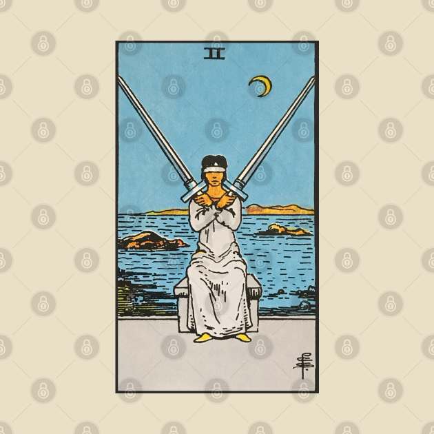 Two of swords tarot card by Nate's World of Tees