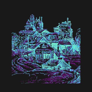 Ancient Town Blue Winter T-Shirt