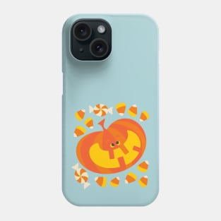 JOLLY JACK O' LANTERN Cute Funny Laughing Halloween Pumpkin with Candy - UnBlink Studio by Jackie Tahara Phone Case