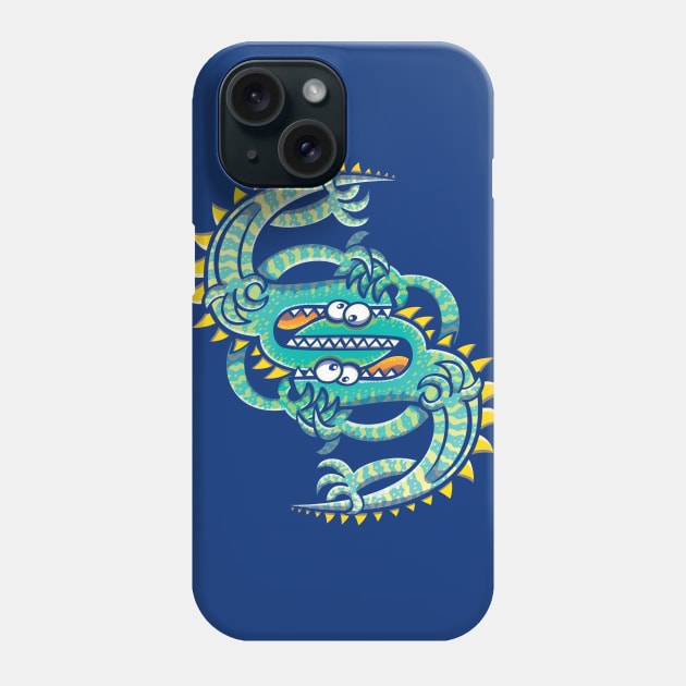 Two brave monstrous lizards facing off in a dangerous combat Phone Case by zooco