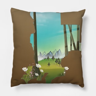 Grand Tenton National park Travel poster Pillow