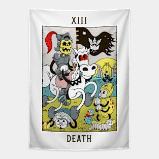 Death - Mystical Medleys - Vintage Cartoon Tarot (White) Tapestry