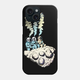 Three astronauts with smoking heads sitting on a cloud of moon Phone Case