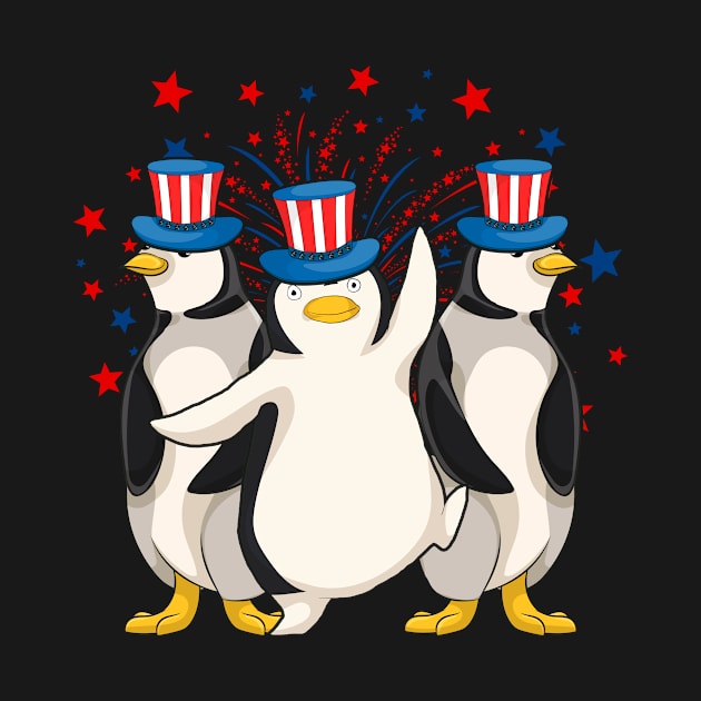 US Flag American 4th Of July Animal Penguin by shirtsyoulike