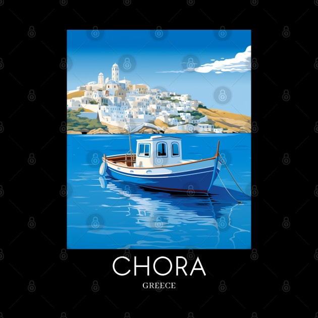 A Pop Art Travel Print of Chora Andros Island - Greece by Studio Red Koala