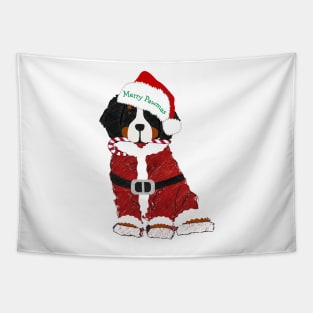 Cute Christmas Bernese Mt Dog Santa Paws Tapestry