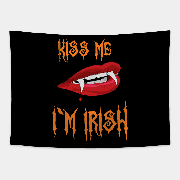 Kiss Me I'm Irish Halloween Vampire Tapestry by irelandcalling