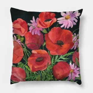 poppies and daisies Pillow