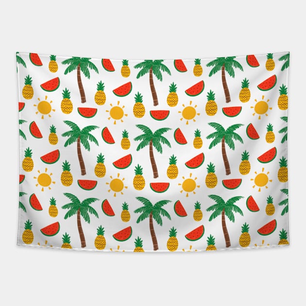 Tropical Summer Pattern Tapestry by Trippycollage