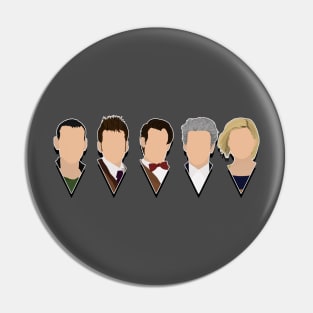 Doctor Who - All Five Modern Doctor Faces 9th, 10th, 11th, 12th and 13th Doctors Pin