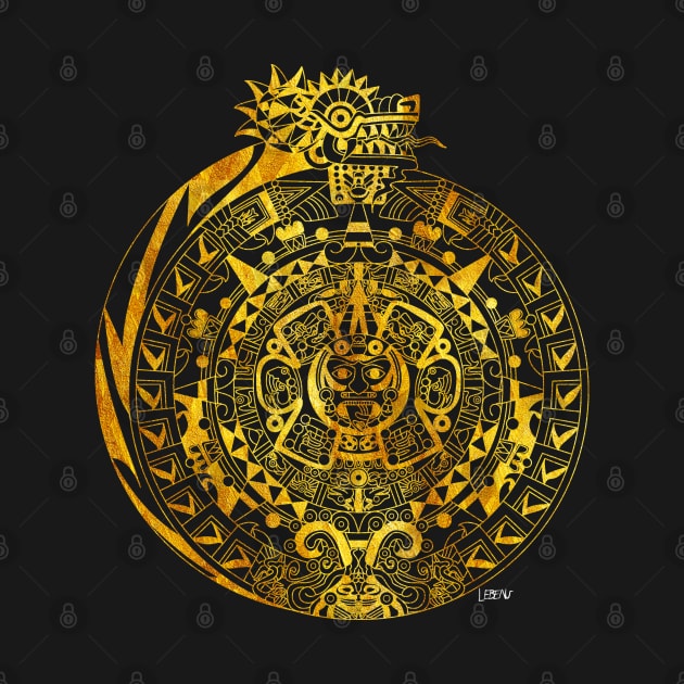 golden sun solatzo ecopop in teotihuacan aztec calendar art by jorge_lebeau