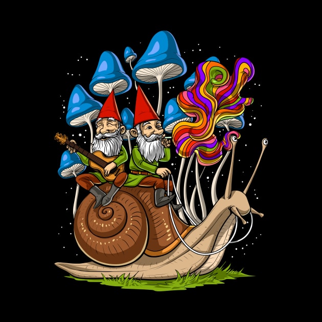 Magic Mushrooms Gnomes On Snail by underheaven