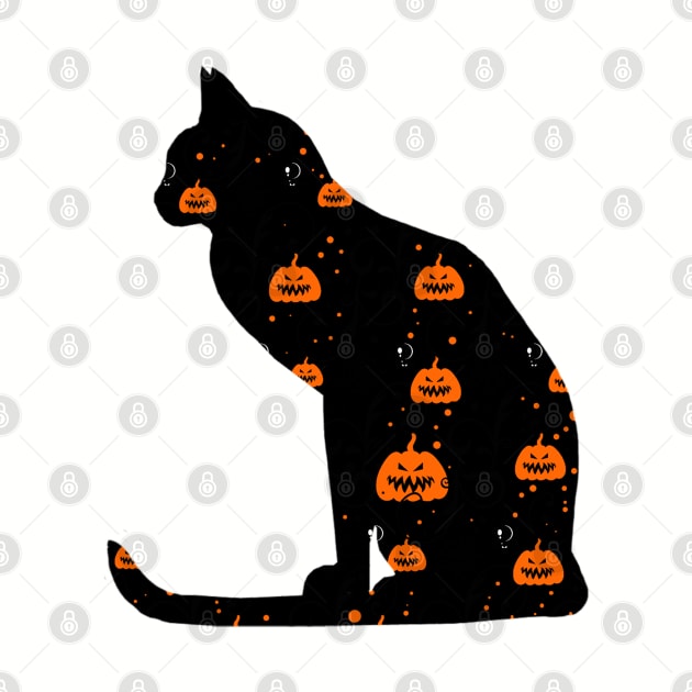 Halloween Black Cat With Pumpkin by anbartshirts