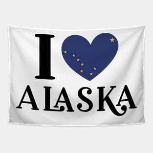 I Love Alaska State Heart Flag Tapestry