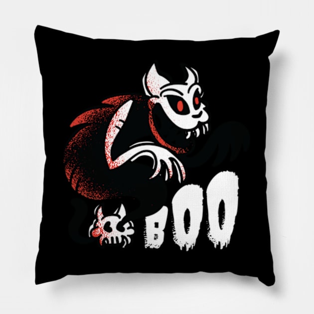 Boo Ghost Cat Pillow by LYNEXART