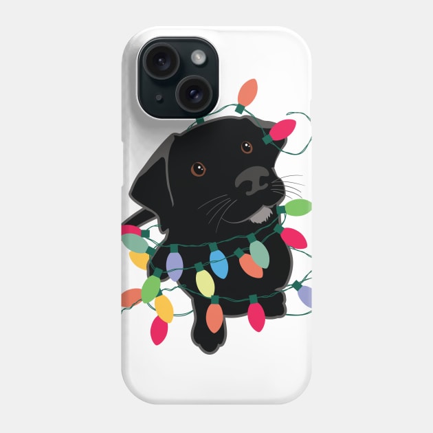 Puppy With Christmas Lights Phone Case by DesignCat