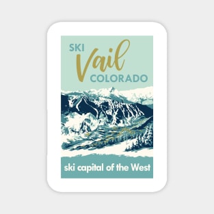 Light Blue Ski Vail Colorado, vintage poster Magnet